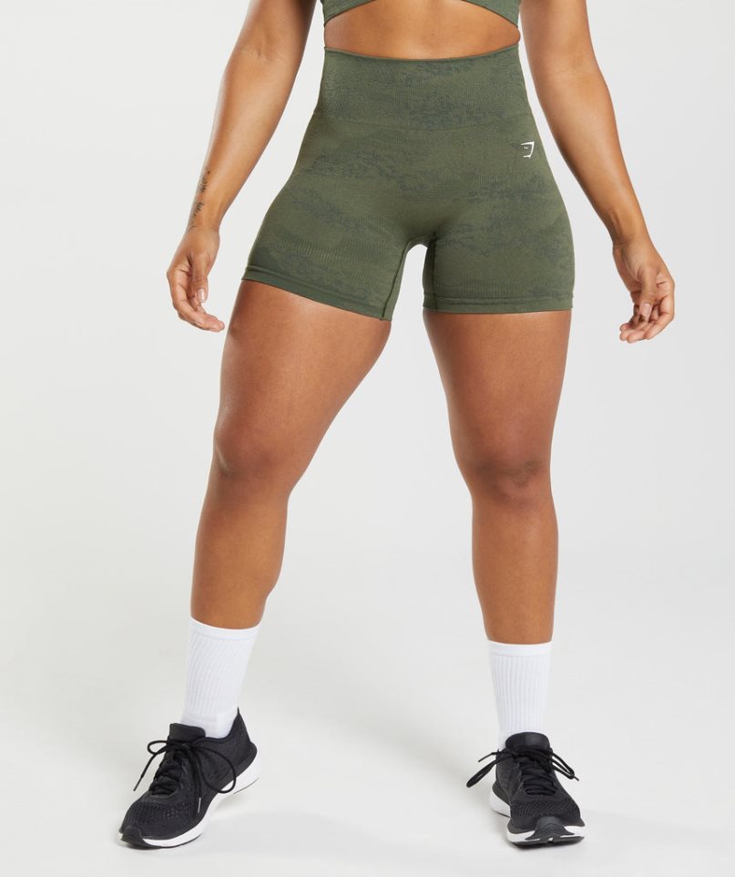 Szorty Gymshark Adapt Camo Seamless Damskie Oliwkowe | PL 871OSN